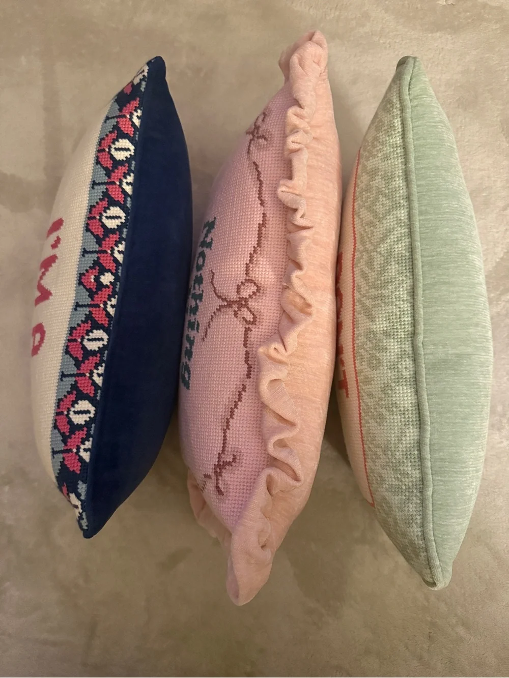 Set of 3 Rachel Zoe/Cupcakes & Cashmere Needlepoint Pillows